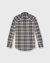 Western Work Shirt In Bone Navy Berry Madras