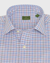 Spread Collar Sport Shirt In Sky Red Green Tattersall Poplin