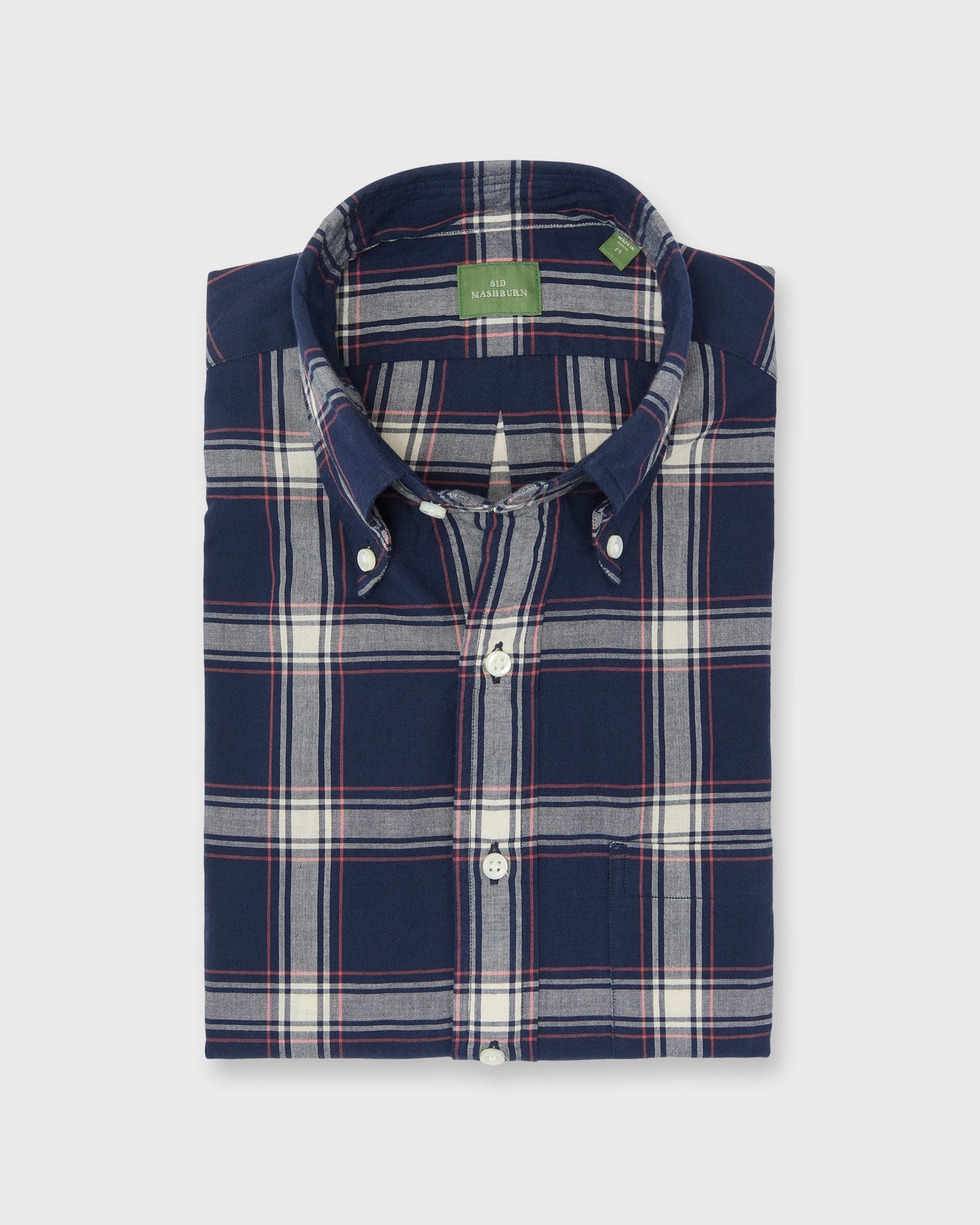 Button Down Sport Shirt In Bone Coral Madras