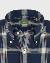 Button Down Sport Shirt In Bone Coral Madras