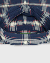 Button Down Sport Shirt In Bone Coral Madras