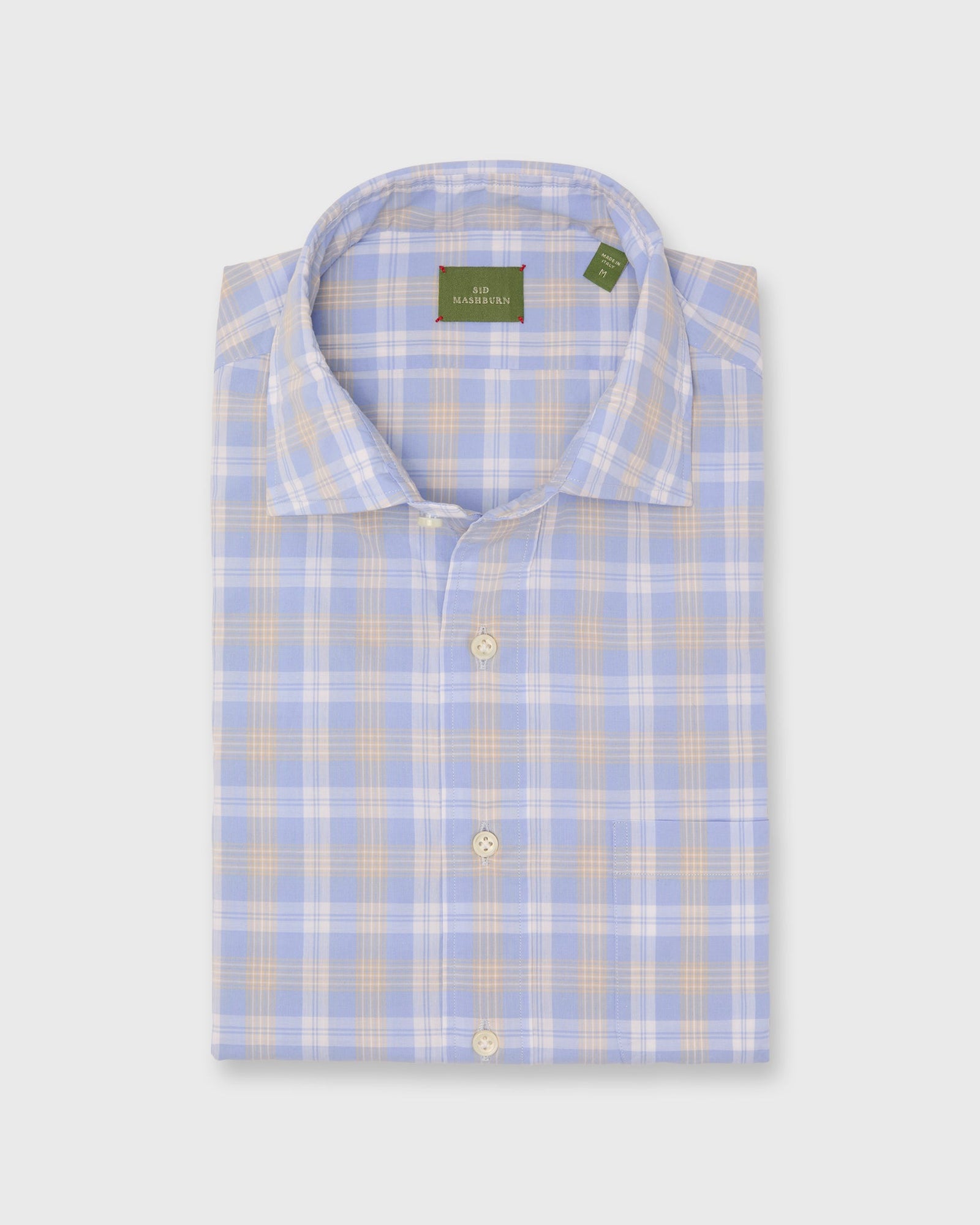 Otto Handmade Sport Shirt In Yellow White Plaid Poplin