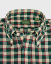 Button Down Sport Shirt In Green Poppy Bone Madras