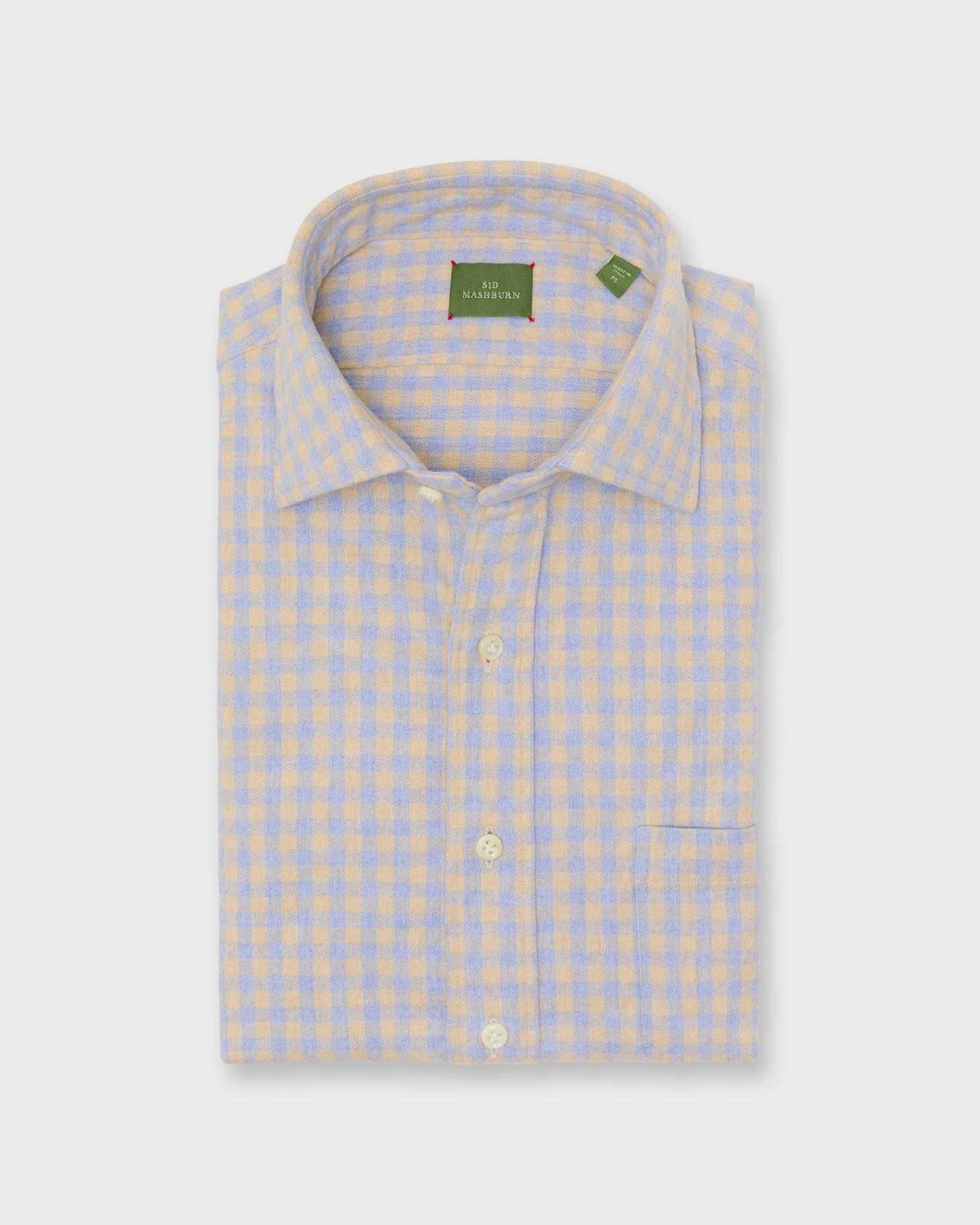 Otto Handmade Sport Shirt In Peri Sawdust Gingham Flannel