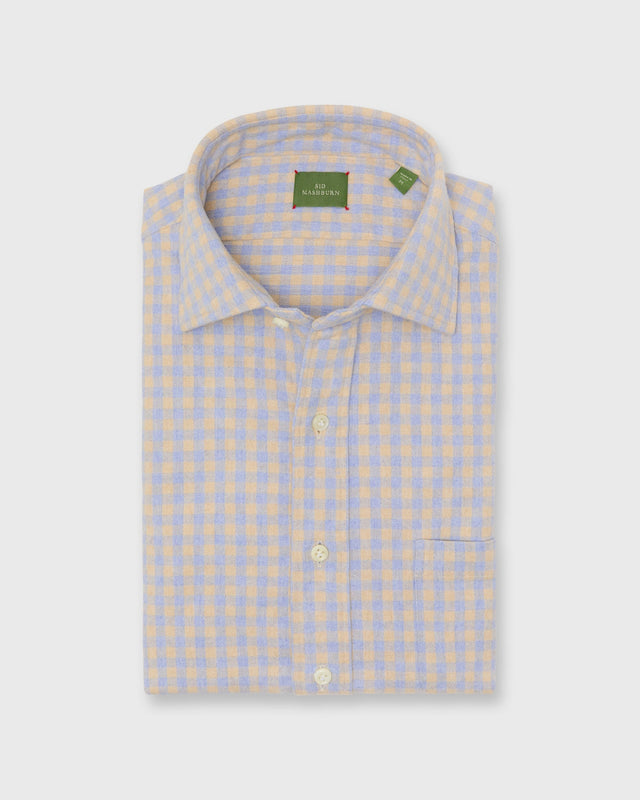 Otto Handmade Sport Shirt In Peri Sawdust Gingham Flannel