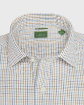 Slim Fit Spread Collar Sport Shirt In Olive Tattersall Twill