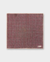 Wool Silk Pocket Square In Red Olive Bone Paisley