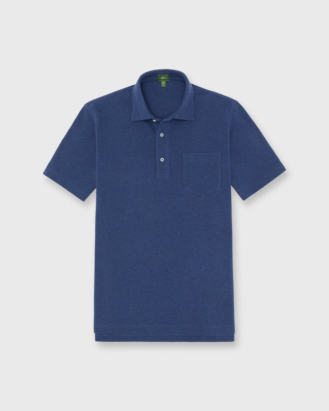 Short Sleeved Polo In Heather Ink Pima Pique