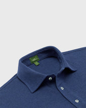 Short Sleeved Polo In Heather Ink Pima Pique