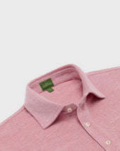 Short Sleeved Polo In Watermelon Oxford Pima Pique