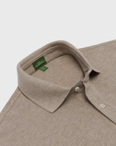 Court Polo In Heather Flax Pima Pique