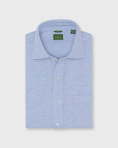 Knit Slim Fit Spread Collar Shirt In Heather Pale Pique
