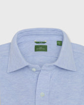 Knit Slim Fit Spread Collar Shirt In Heather Pale Pique