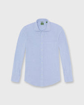 Knit Slim Fit Spread Collar Shirt In Heather Pale Pique