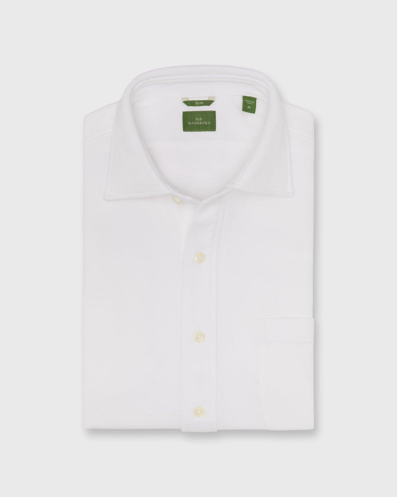 Knit Slim Fit Spread Collar Shirt In Pima Pique