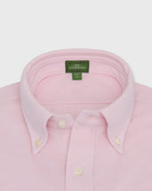 Knit Button Down Popover In Pink Oxford Pima Pique