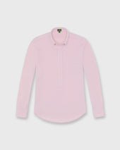 Knit Button Down Popover In Pink Oxford Pima Pique
