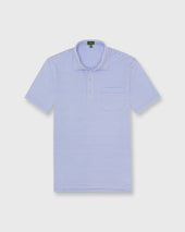 Short Sleeved Polo In Light White Stripe Pima Jersey