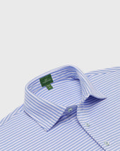 Short Sleeved Polo In Light White Stripe Pima Jersey