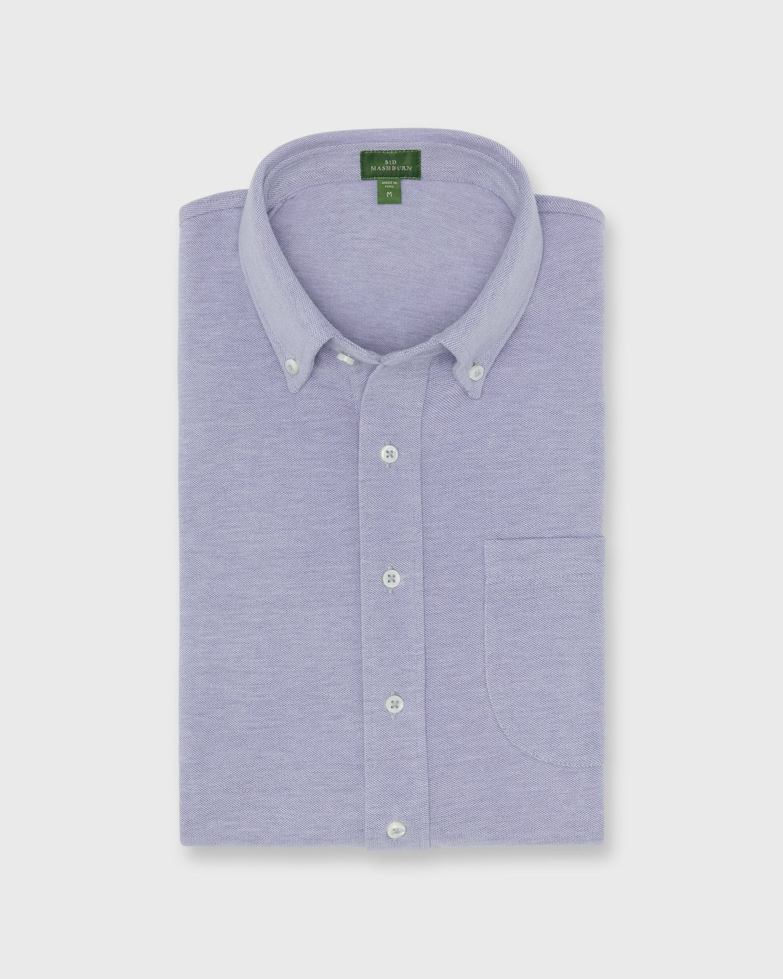 Short Sleeved Knit Button Down Popover In Twilight Oxford Pima Pique
