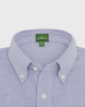 Short Sleeved Knit Button Down Popover In Twilight Oxford Pima Pique