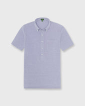 Short Sleeved Knit Button Down Popover In Twilight Oxford Pima Pique