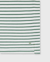 Court Polo In White Heather Green Stripe Pima Pique