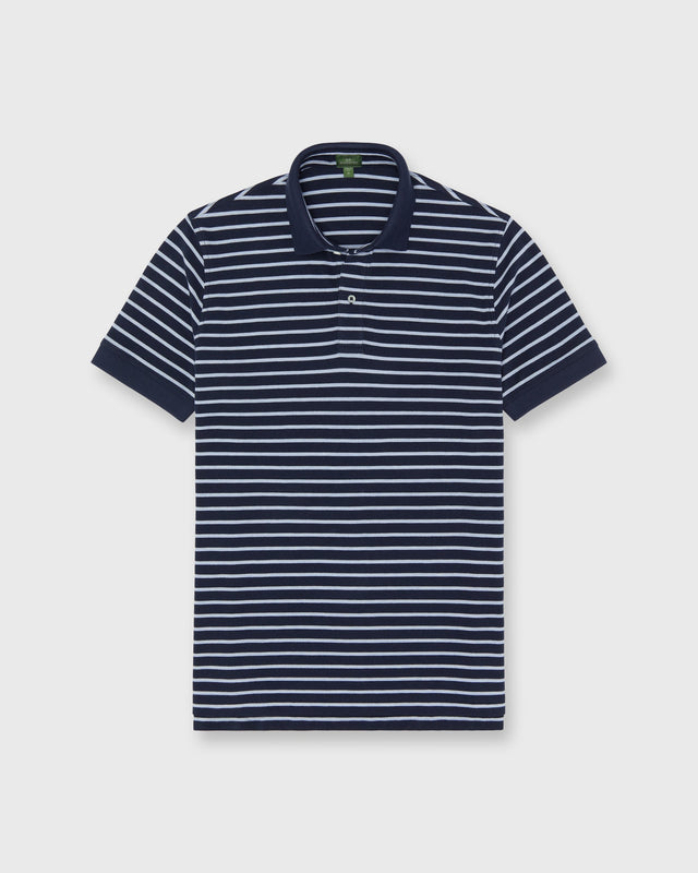 Court Polo In Heather Pale Stripe Pima Pique