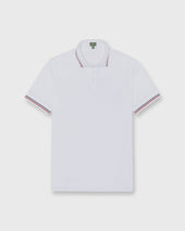 Court Polo In Navy Red Pima Pique