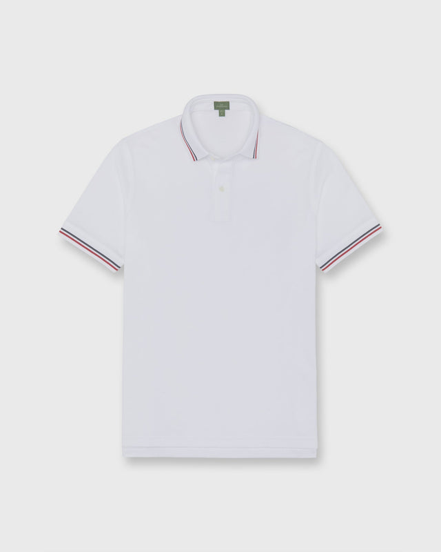 Court Polo In Navy Red Pima Pique