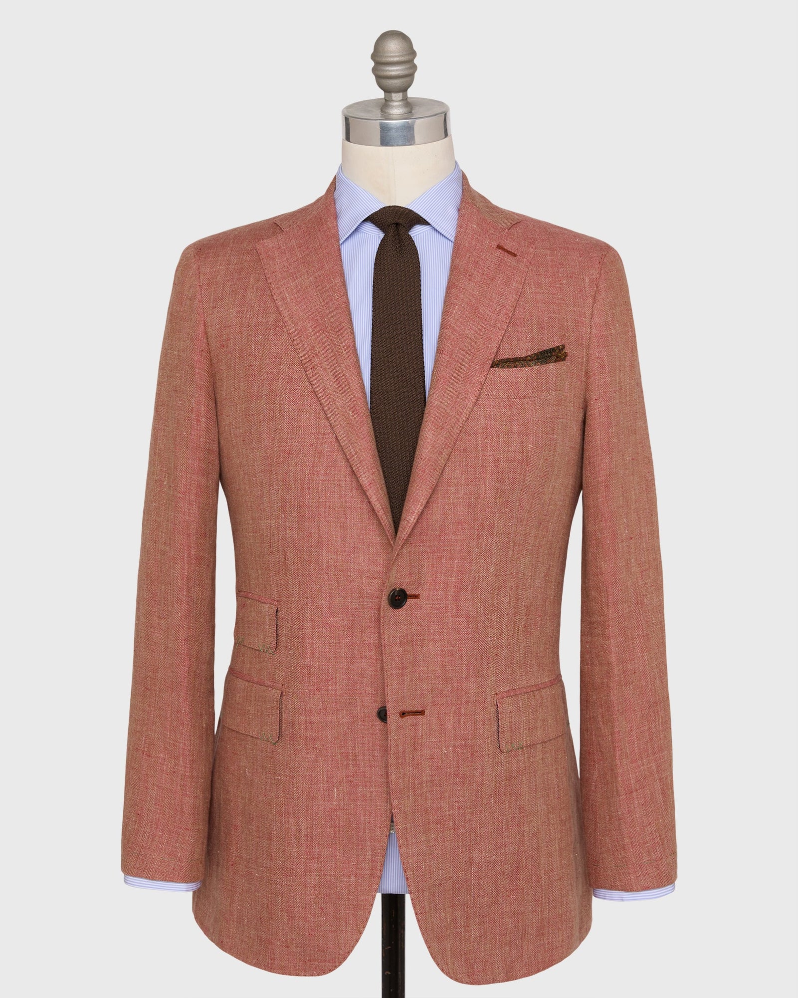 Kincaid No 3 Jacket In Persimmon Wheat Herringbone Linen