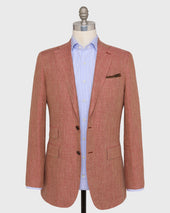 Kincaid No 3 Jacket In Persimmon Wheat Herringbone Linen