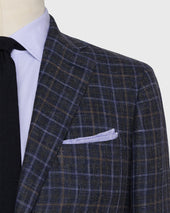 Virgil No 3 Jacket In Charcoal Mocha Plaid Hopsack