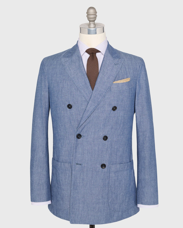 Virgil No. 1 Double-Breasted Jacket in Indigo Chambray