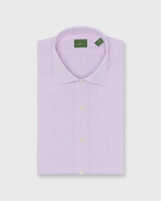 Spread Collar Dress Shirt In Pink Graph Check Poplin