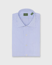Spread Collar Dress Shirt In Sky White Stripe Poplin