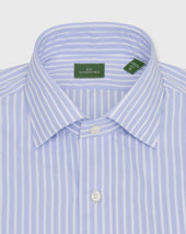 Spread Collar Dress Shirt In Sky White Stripe Poplin