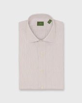 Spread Collar Dress Shirt In Coral Sky Brown Hairline Stripe Poplin