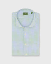 Spread Collar Sport Shirt In Grass Sky Tattersall Poplin