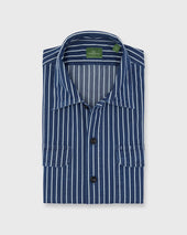 Luke Work Shirt In Bone Stripe Denim
