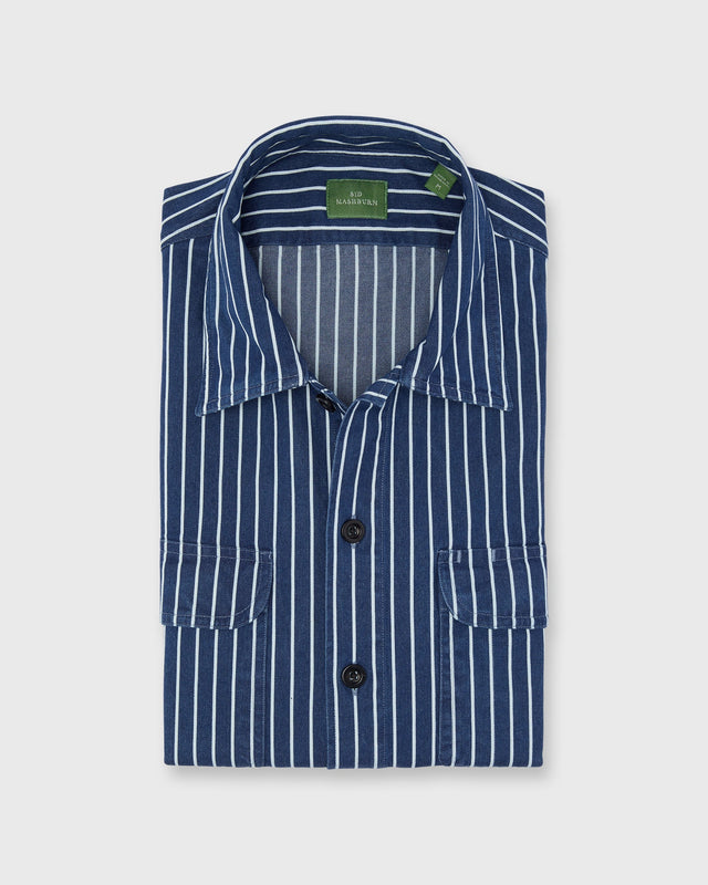 Luke Work Shirt In Bone Stripe Denim