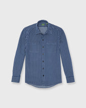 Luke Work Shirt In Bone Stripe Denim