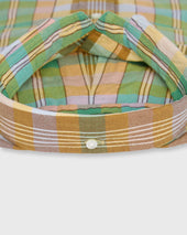 Button Down Sport Shirt In Mango Green Brown Madras