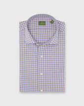 Spread Collar Sport Shirt in Heather Sky/Mango Gingham Poplin