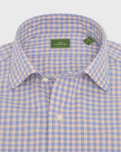 Spread Collar Sport Shirt In Heather Mango Gingham Poplin