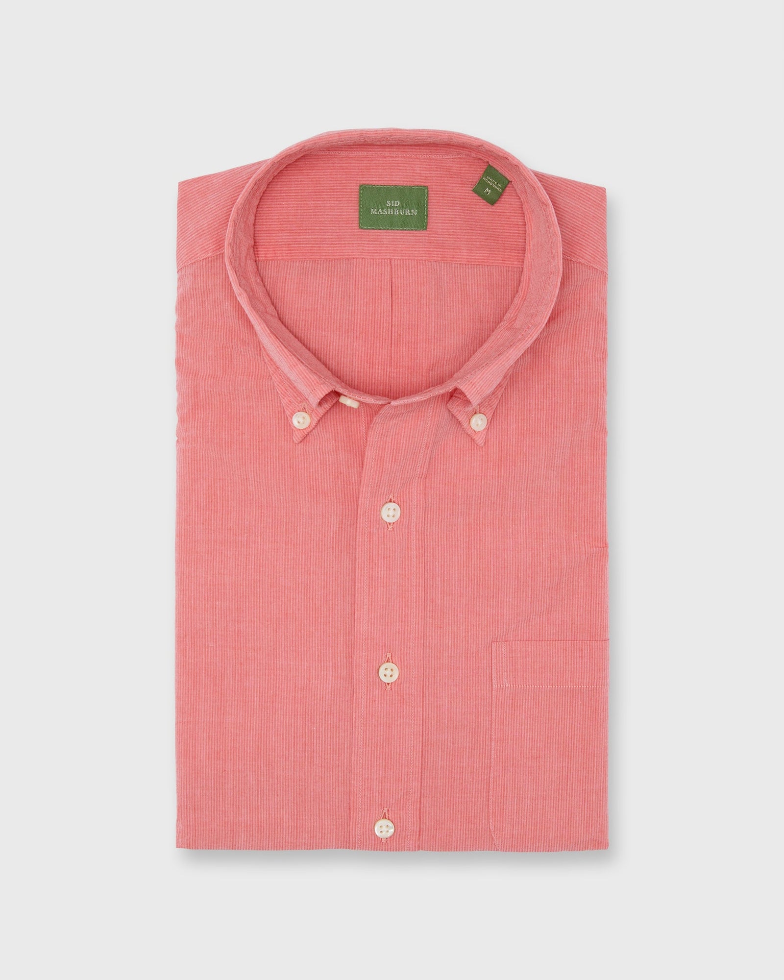 Button Down Sport Shirt In Coral Shadow Stripe Poplin