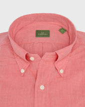 Button Down Sport Shirt In Coral Shadow Stripe Poplin