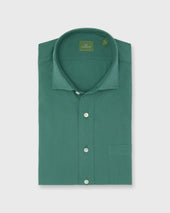 Spread Collar Sport Shirt In Green Shadow Stripe Poplin