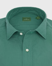 Spread Collar Sport Shirt In Green Shadow Stripe Poplin