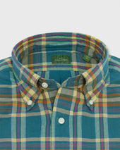 Button Down Sport Shirt In Bluegrass Berry Madras